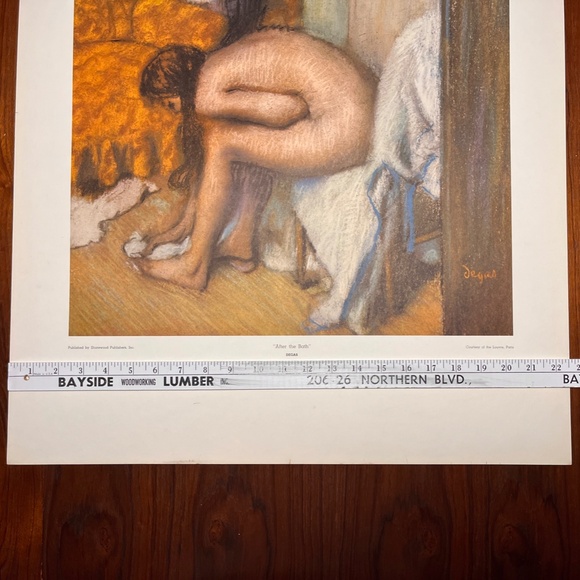 Vintage Large Degas Art Print After the Bath Nude Lady Lithograph USA MCM Decor - Picture 7 of 12